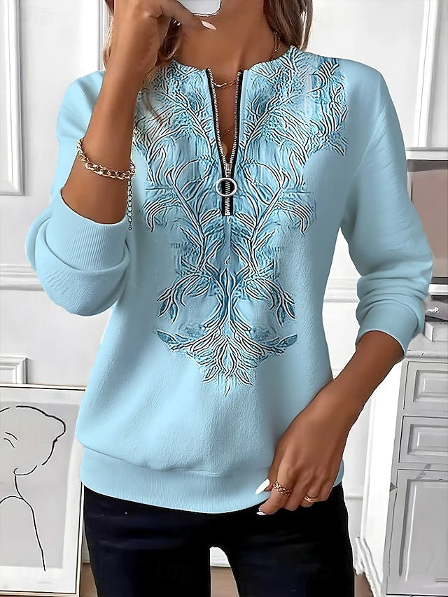 Zynara - Soft-Touch Zip-Neck Sweater