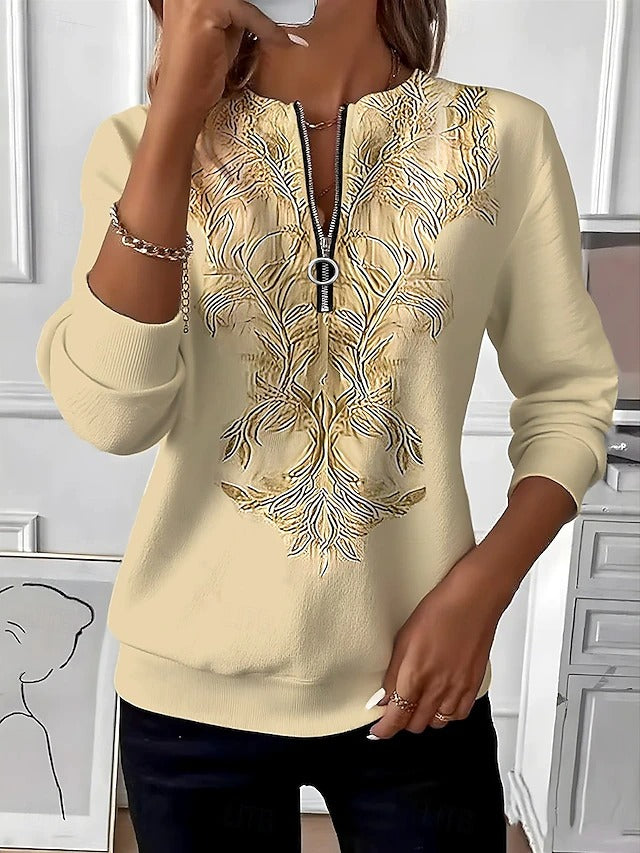 Zynara - Soft-Touch Zip-Neck Sweater