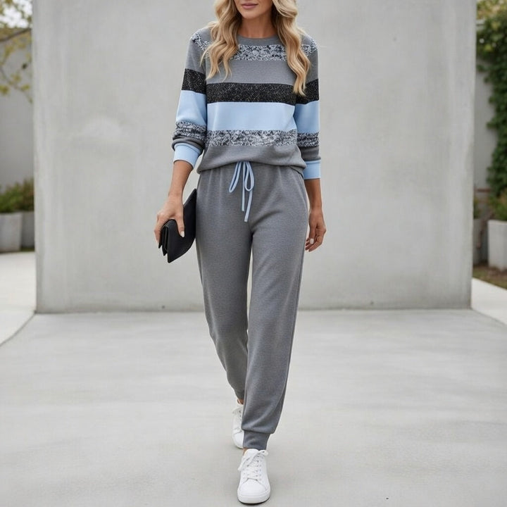 Cora - Soft-Touch Striped Sweater & Jogger Set