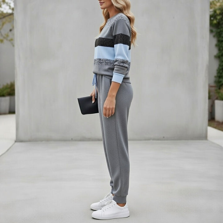 Cora - Soft-Touch Striped Sweater & Jogger Set