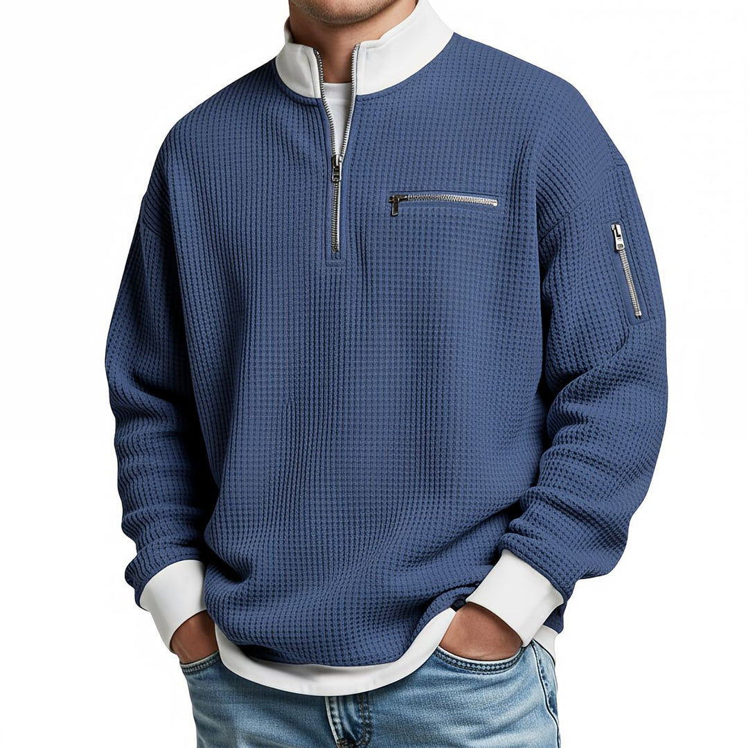 Peldon - Waffle-Knit Quarter-Zip Jumper