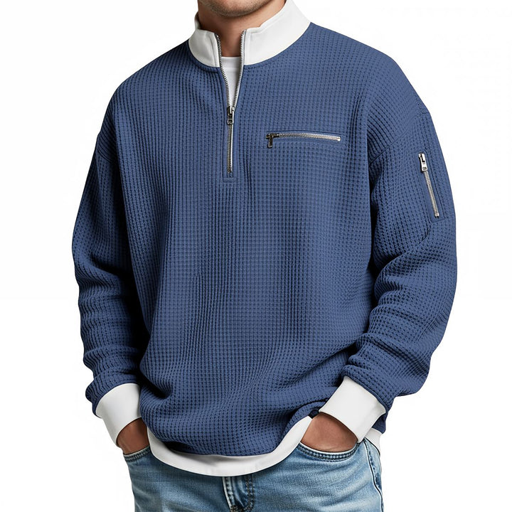 Peldon - Waffle-Knit Quarter-Zip Jumper