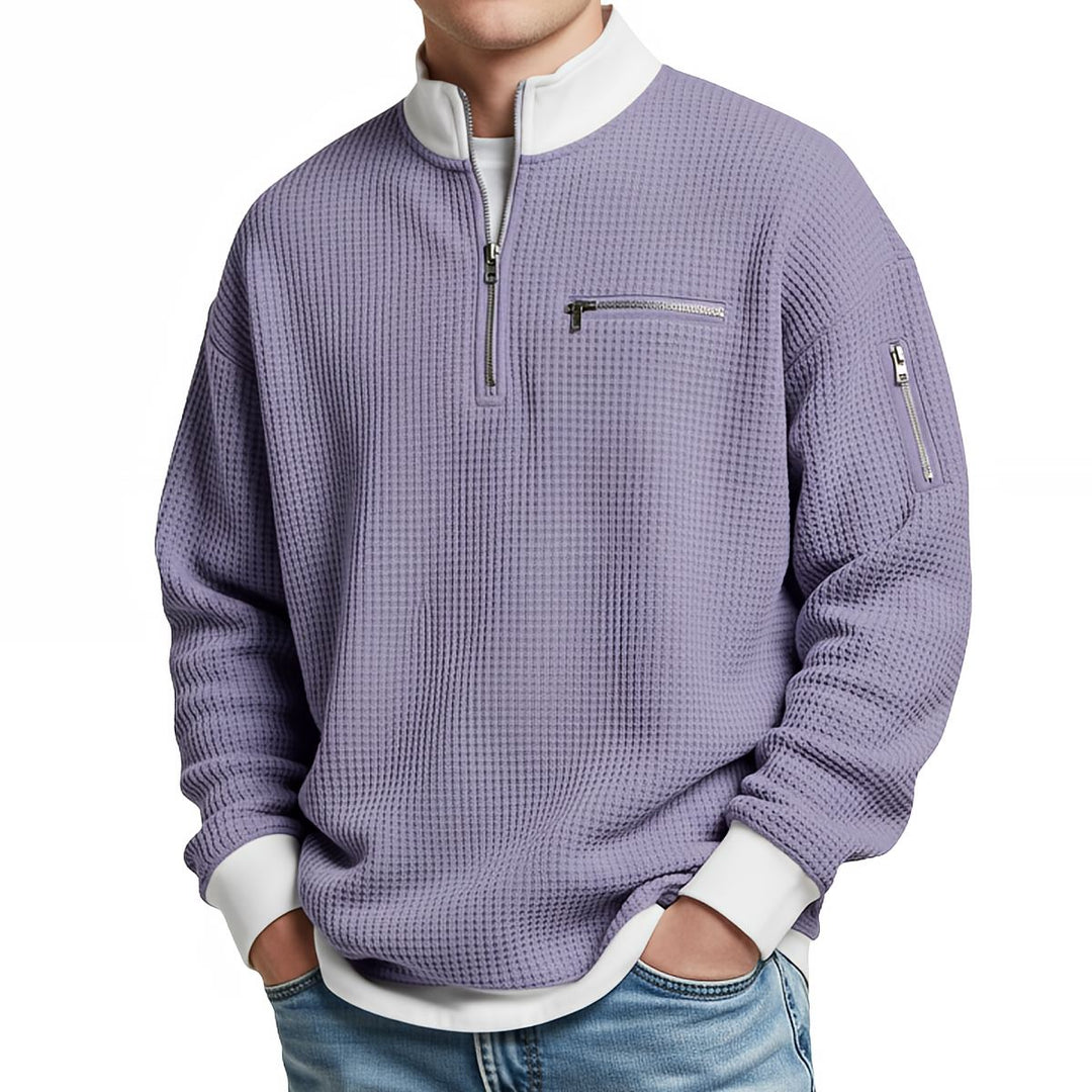 Peldon - Waffle-Knit Quarter-Zip Jumper