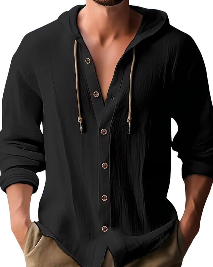 Fraser - Soft-Touch Hooded Henley T-Shirt
