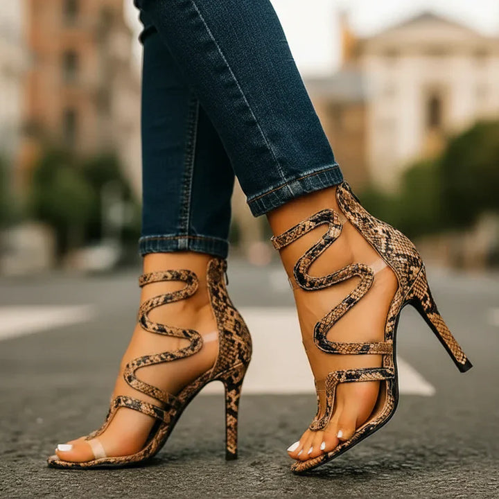 Naliera - Textured Wrap-Around Stiletto Sandals