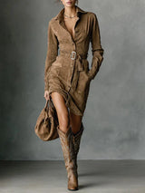 Teleri - Premium Belted Shirt Dress