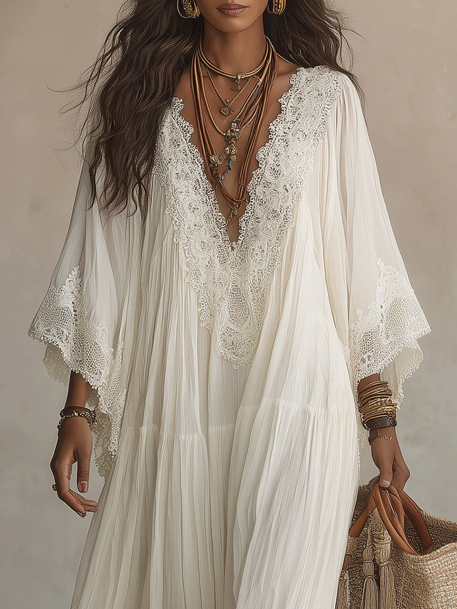 Aerinne - Airy Pleated Maxi Dress
