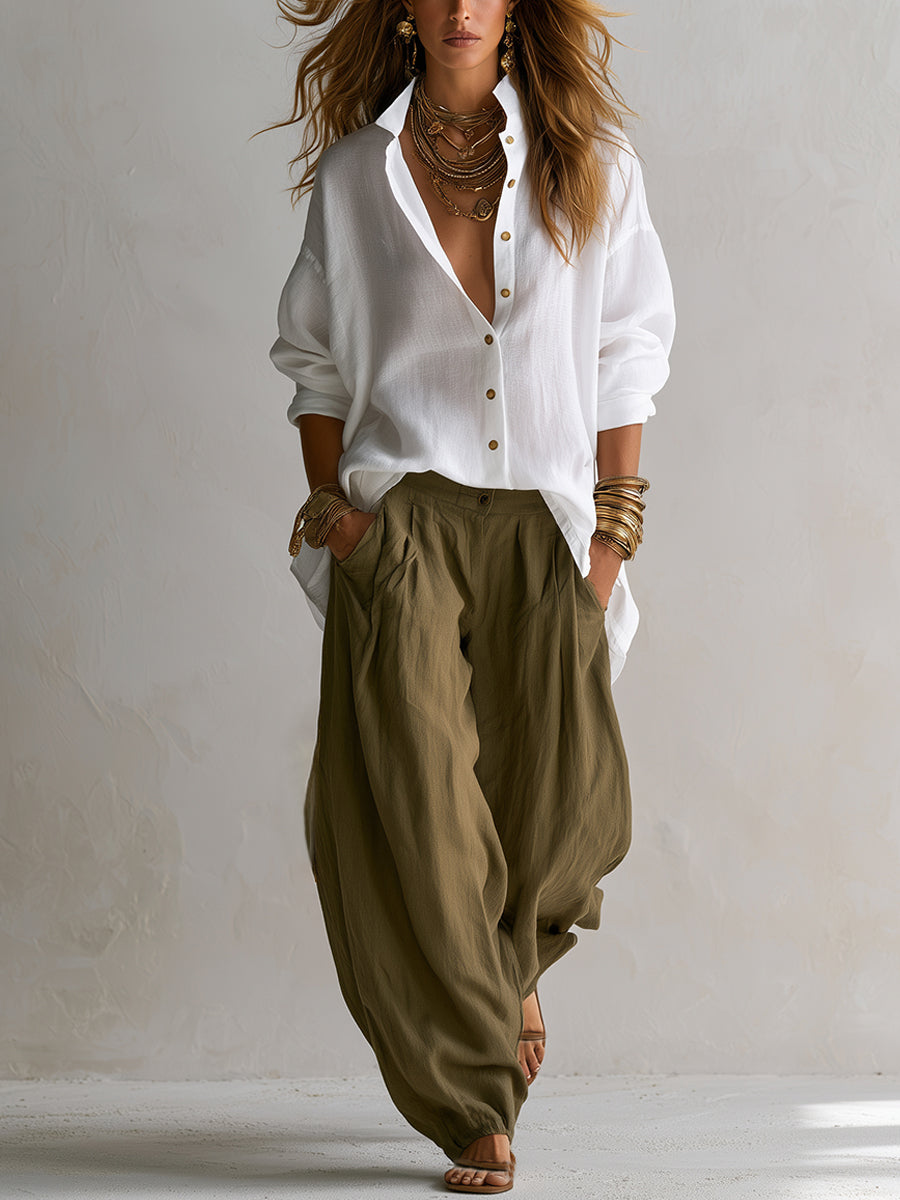 Coravelle - Sculptural Shirt & Balloon Trousers Set