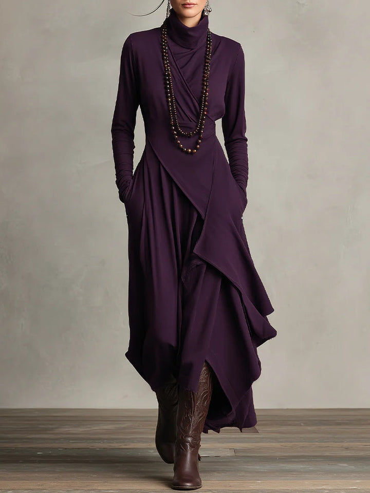 Celenora - Soft-Touch High-Collar Maxi Dress