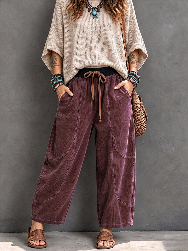 Basma - Relaxed Drawstring Corduroy Trousers
