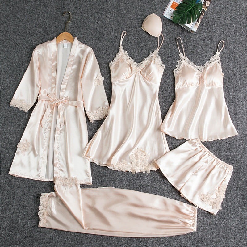 Emirae - Five-Piece Ice Silk Nightgown