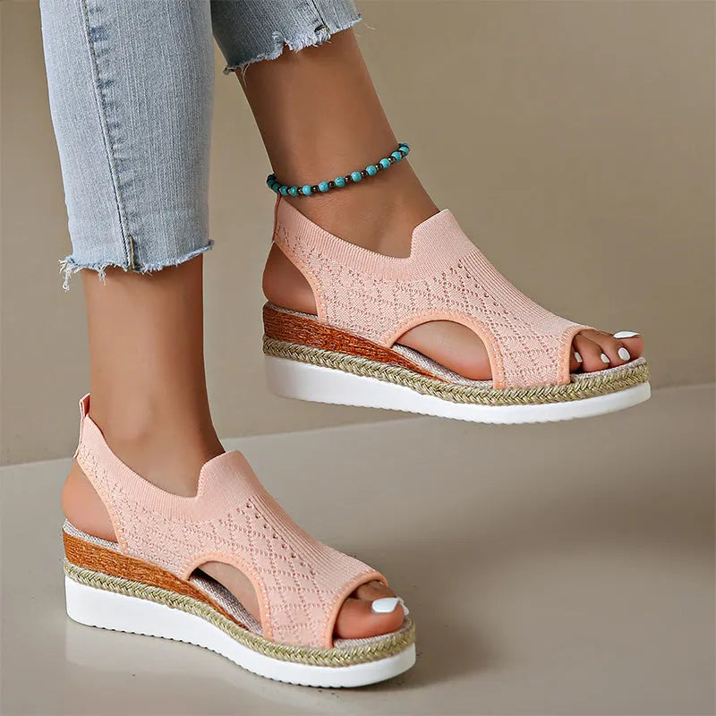 Orianne - Breathable Peep-Toe Wedge Sandals