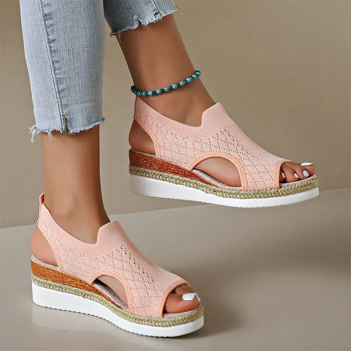 Orianne - Breathable Peep-Toe Wedge Sandals