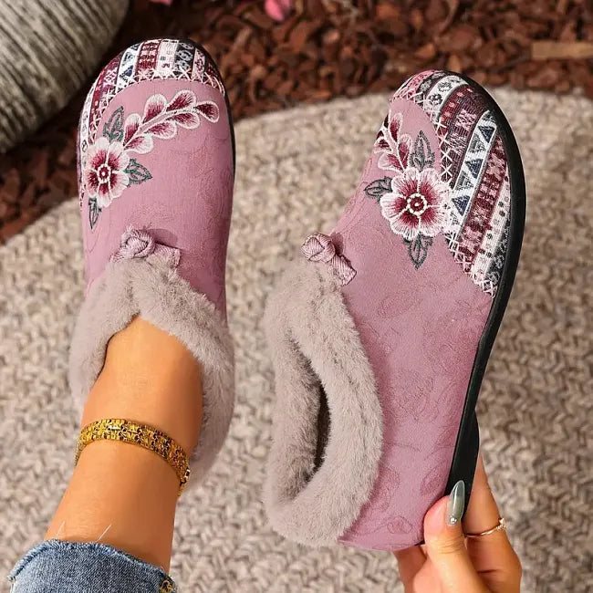 Isola - Floral Plush Lined Slip On Shoes
