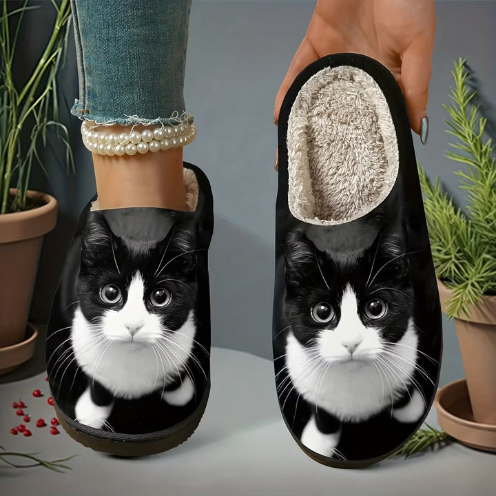 Zita - Ultra-Soft Cat-Print Slip-On Slippers
