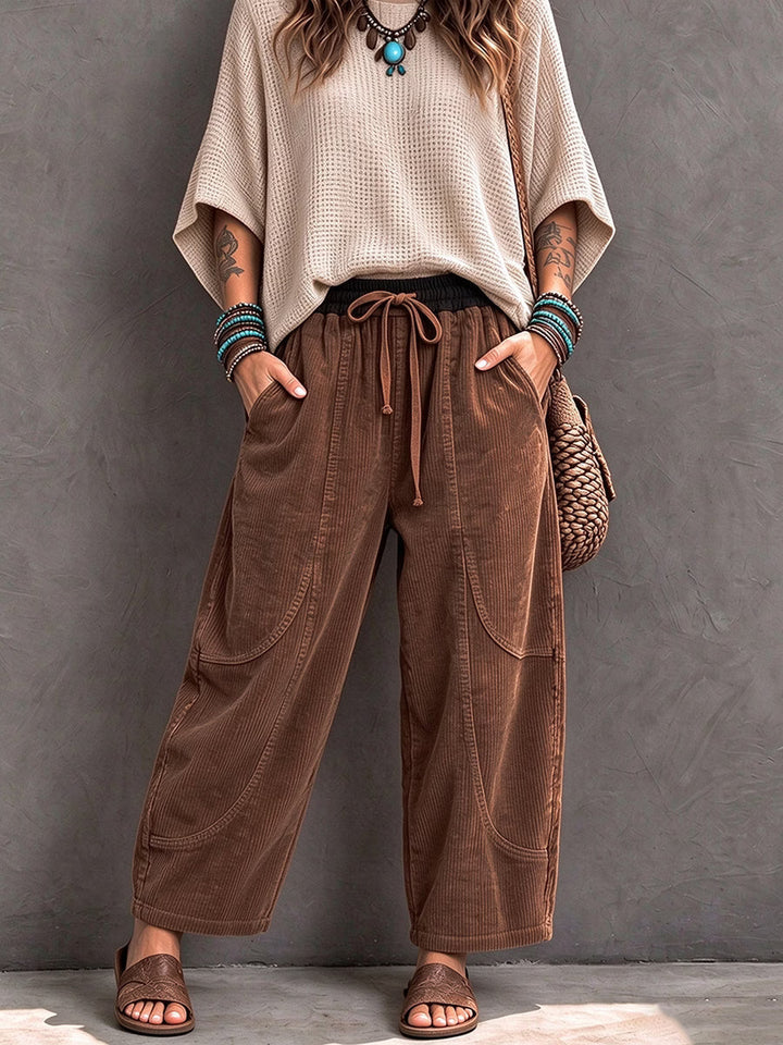 Basma - Relaxed Drawstring Corduroy Trousers