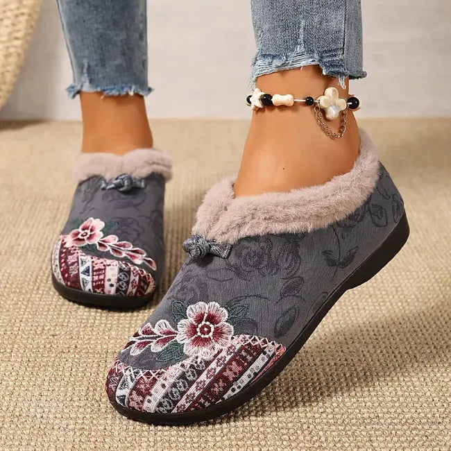 Isola - Floral Plush Lined Slip On Shoes