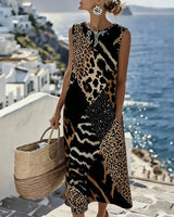 Zosia - Soft-Touch Sleeveless Leopard Print Dress