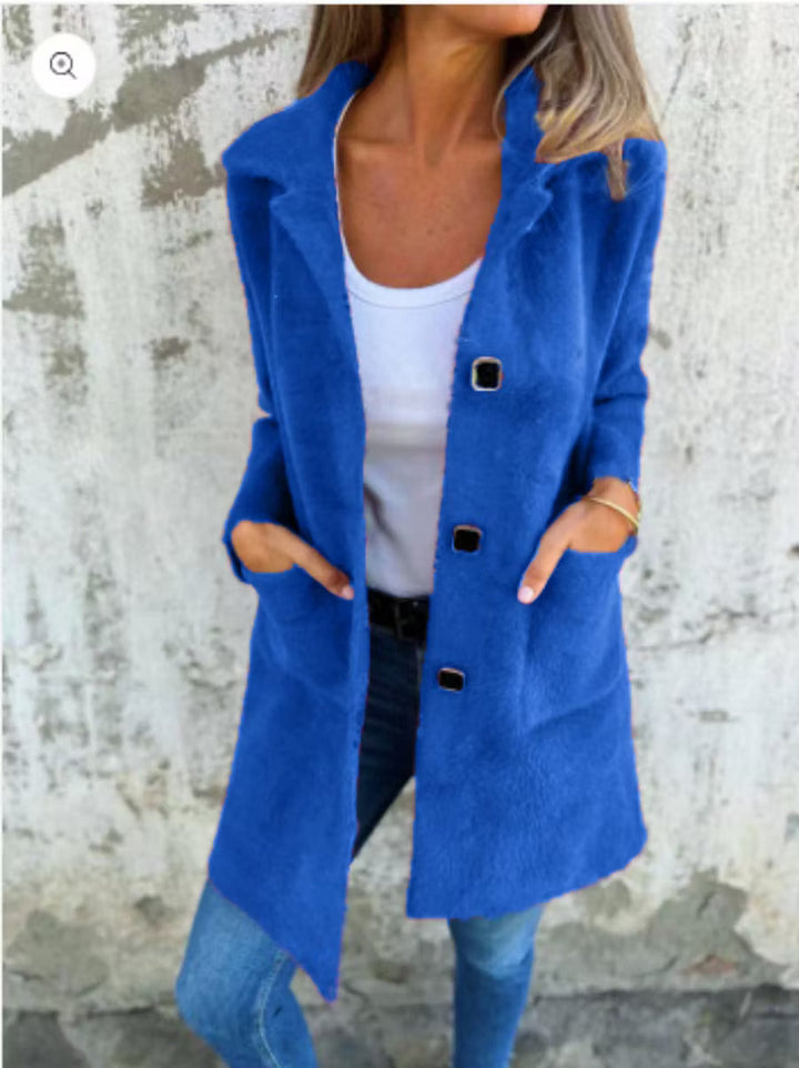 Fia - Soft Touch Button Front Longline Coat