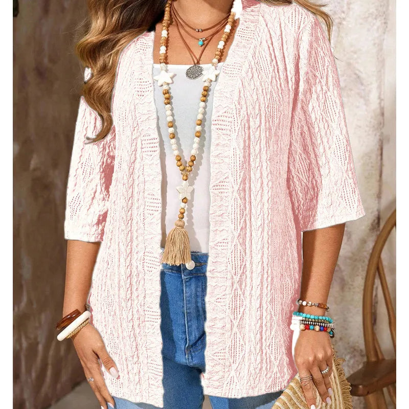 Delienne - Soft-Touch Pointelle Knit Cardigan