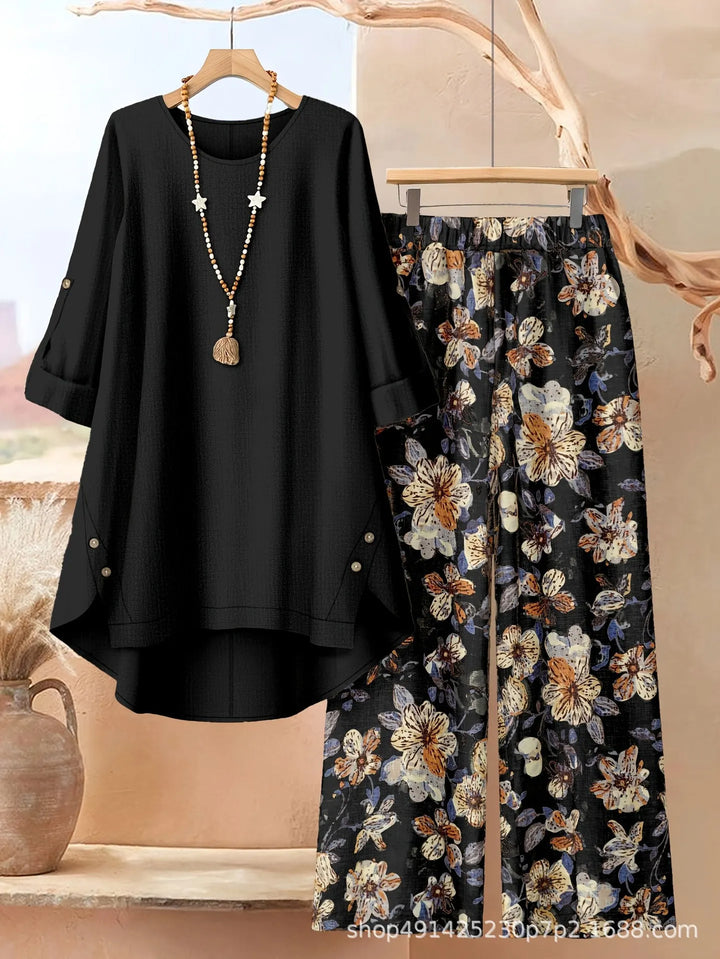 Rosette - Breezy Layered Tunic & Wide-Leg Trousers Set