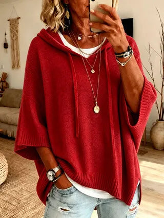 Celandria - Soft-Touch Oversized Short-Sleeve Hoodie