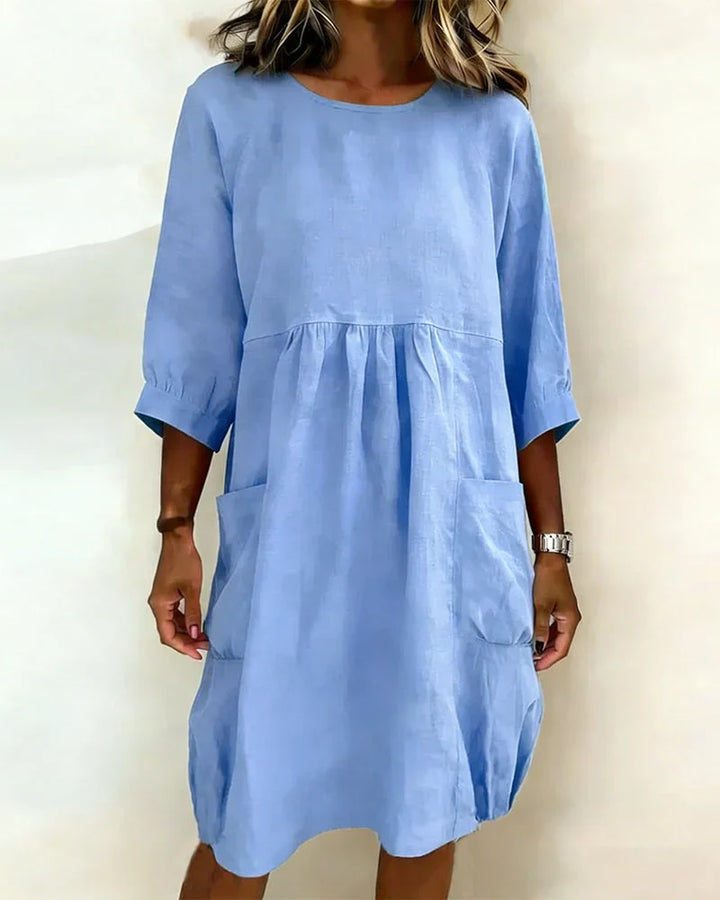 Avenra - Three-Quarter Sleeve Loose Dress