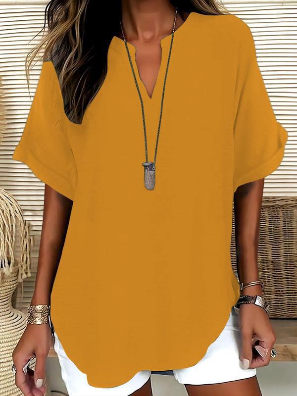 Xalina - Soft-Touch Notched-Neck Blouse