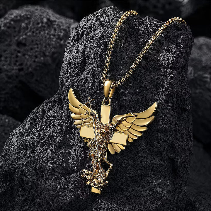 Klaus - Winged Angel Cross Pendant Necklace