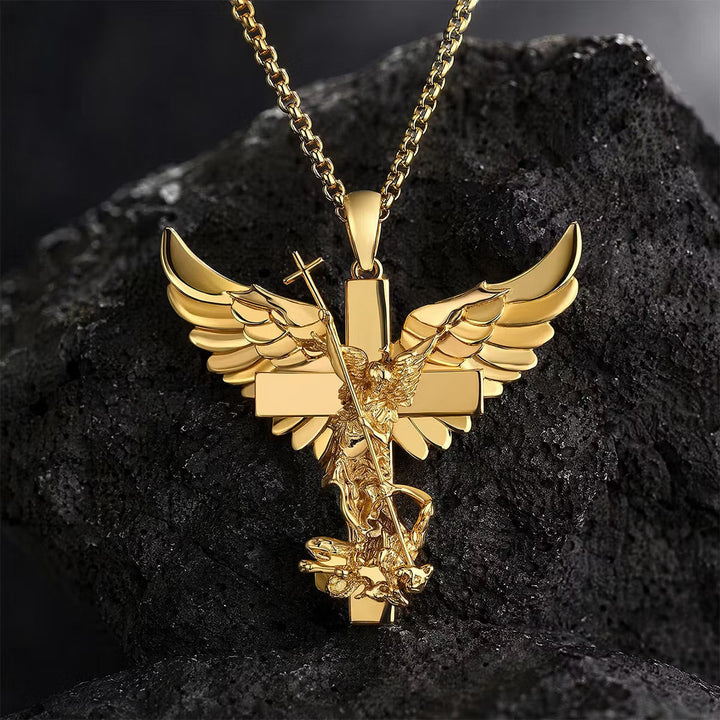 Klaus - Winged Angel Cross Pendant Necklace