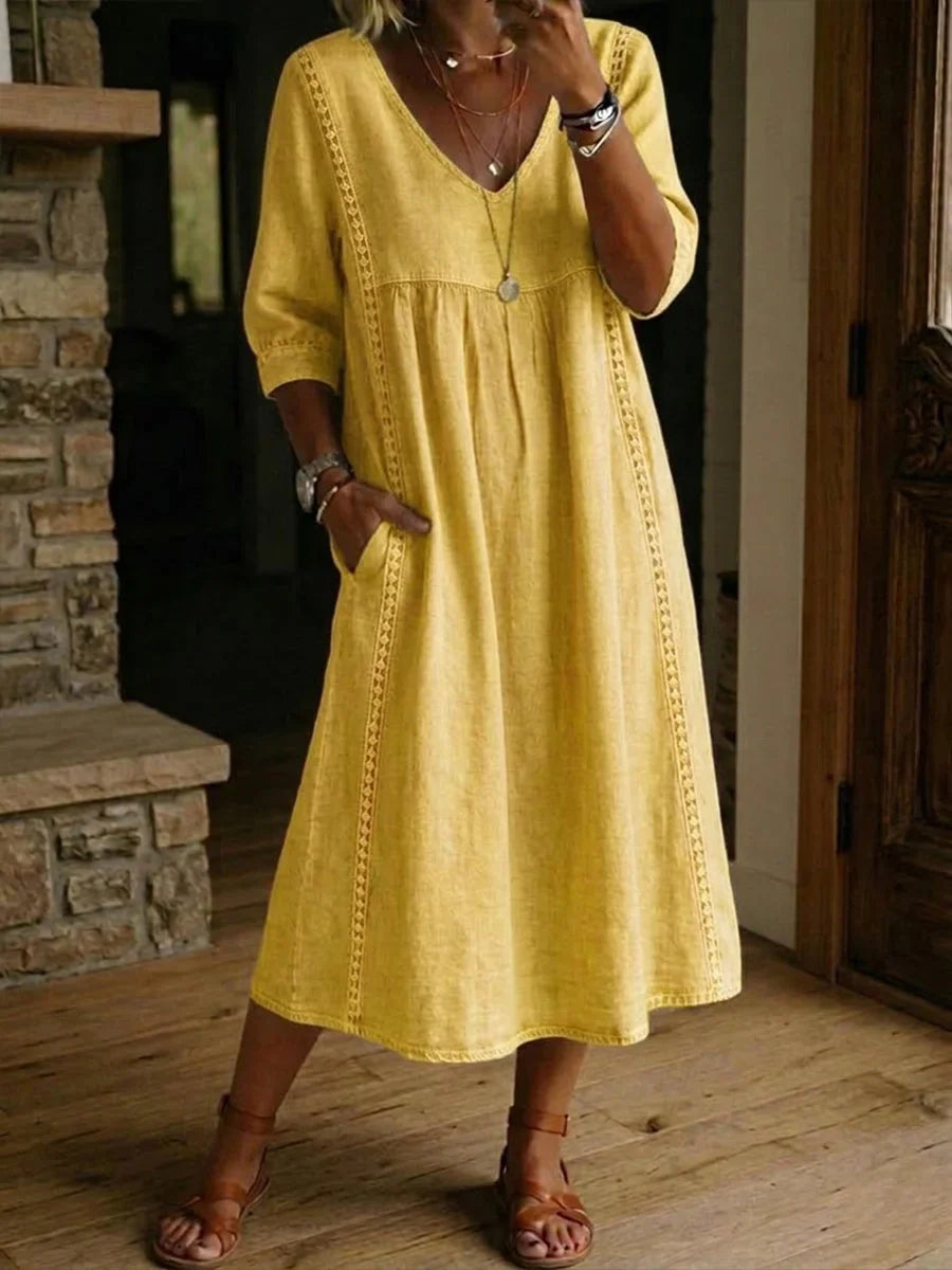 Rovina - Relaxed Midi Dress 3/4 Sleeve