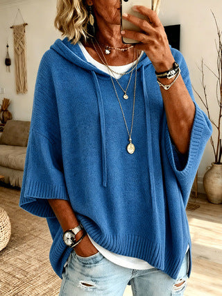 Celandria - Soft-Touch Oversized Short-Sleeve Hoodie