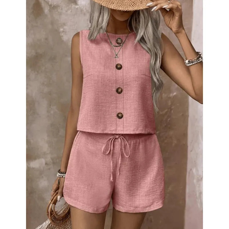 Abilene - Textured Tank & Shorts Set