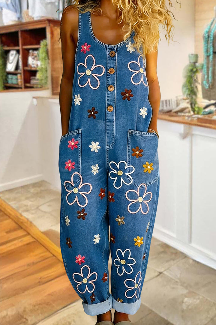 Wenara - Floral Overall Jumpsuit