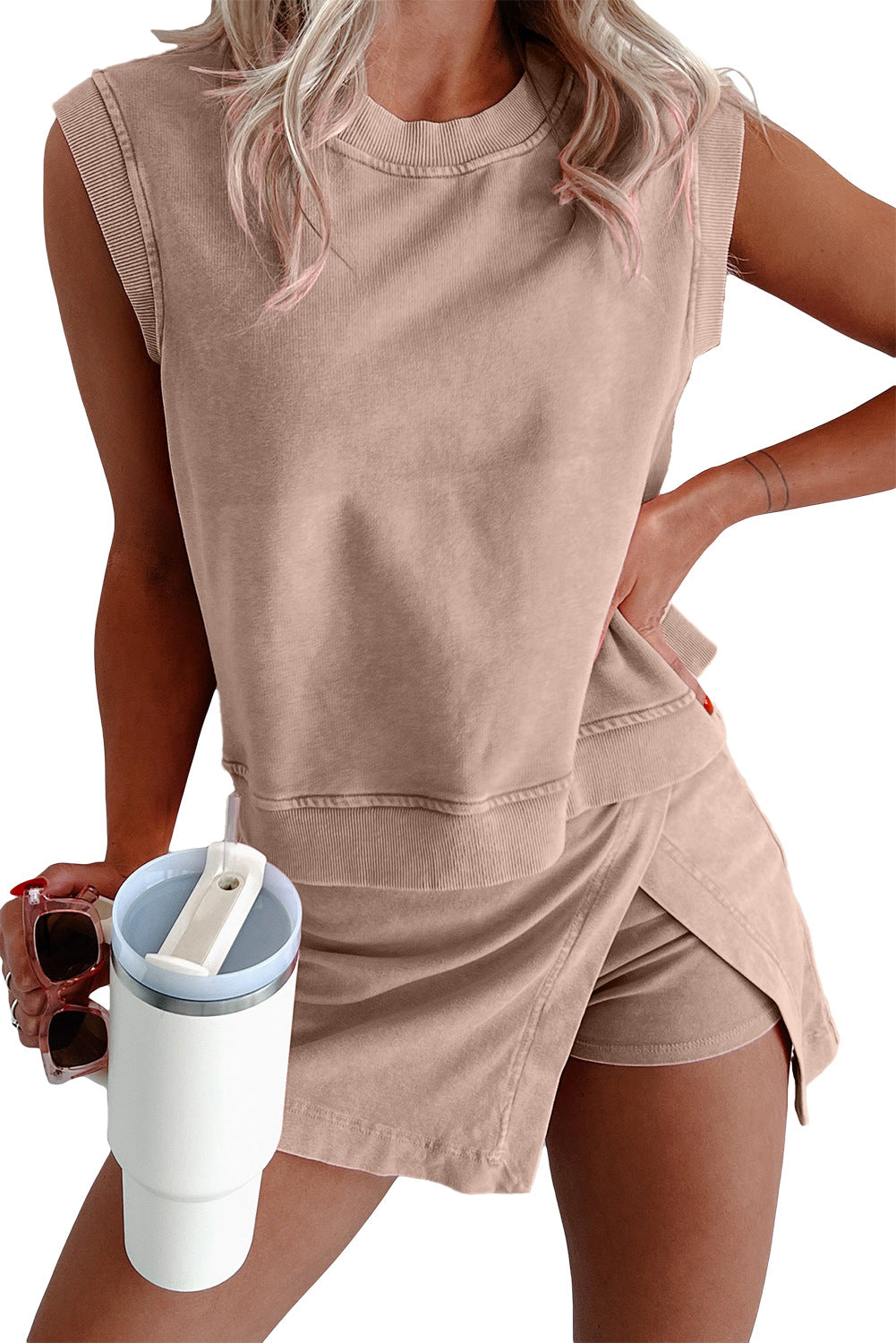 Jillian - Sleeveless Lounge Top and Skort Set