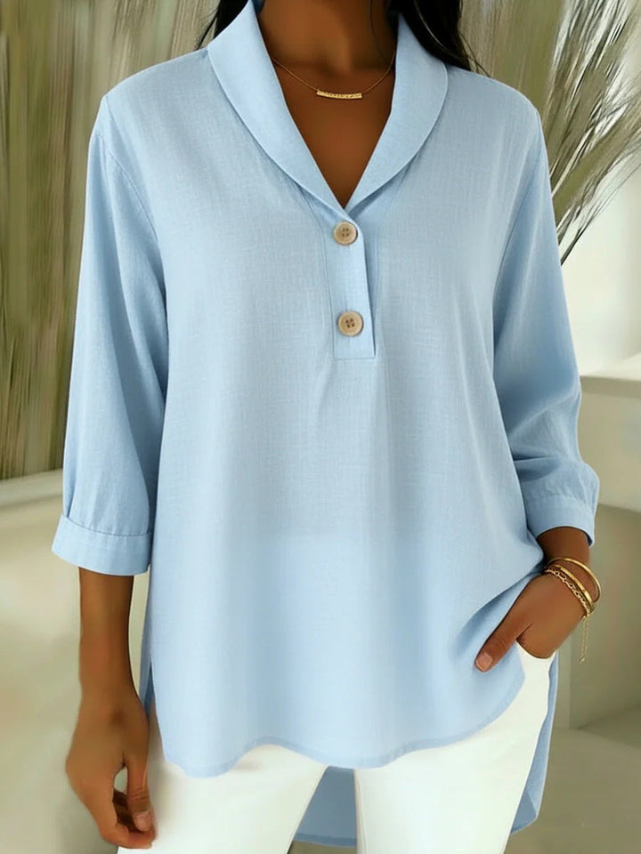 Claire - Soft-Touch V-Neck Button Blouse