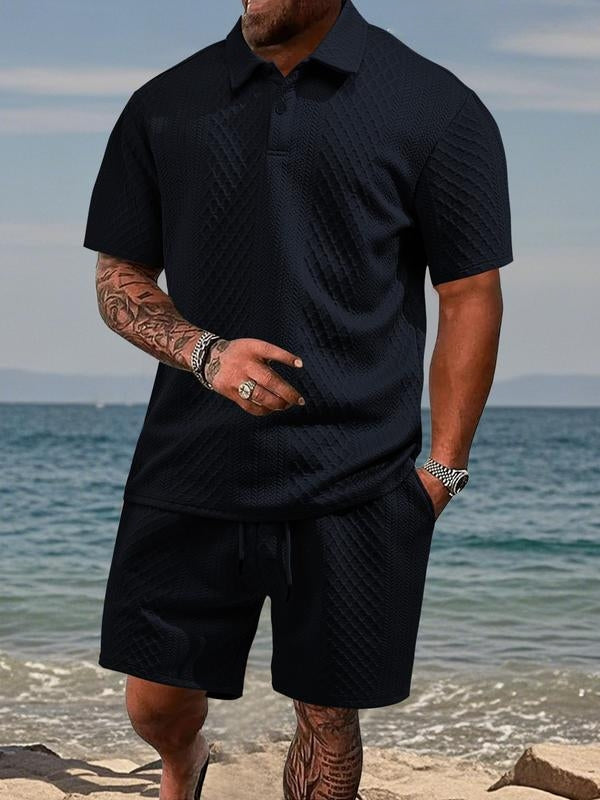 Niall - Textured Polo & Shorts Set