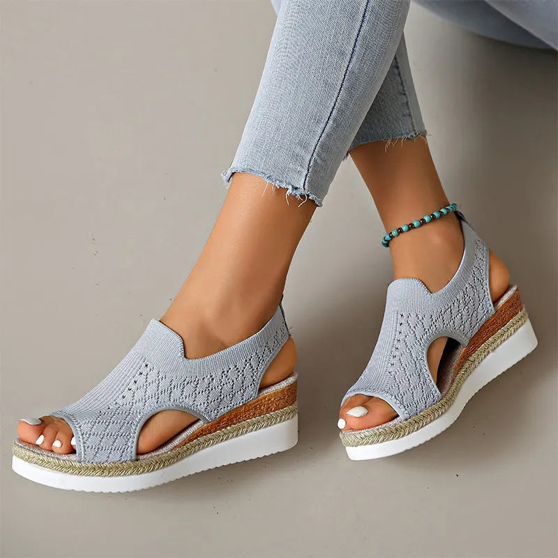 Orianne - Breathable Peep-Toe Wedge Sandals