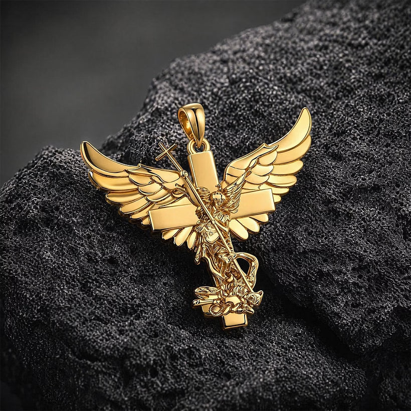 Klaus - Winged Angel Cross Pendant Necklace