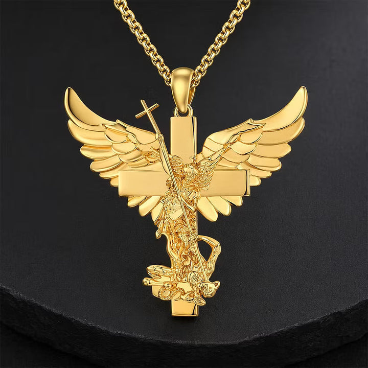 Klaus - Winged Angel Cross Pendant Necklace