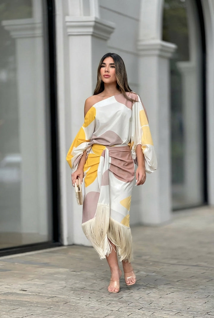 Valira - One-Shoulder Fringe Midi Dress