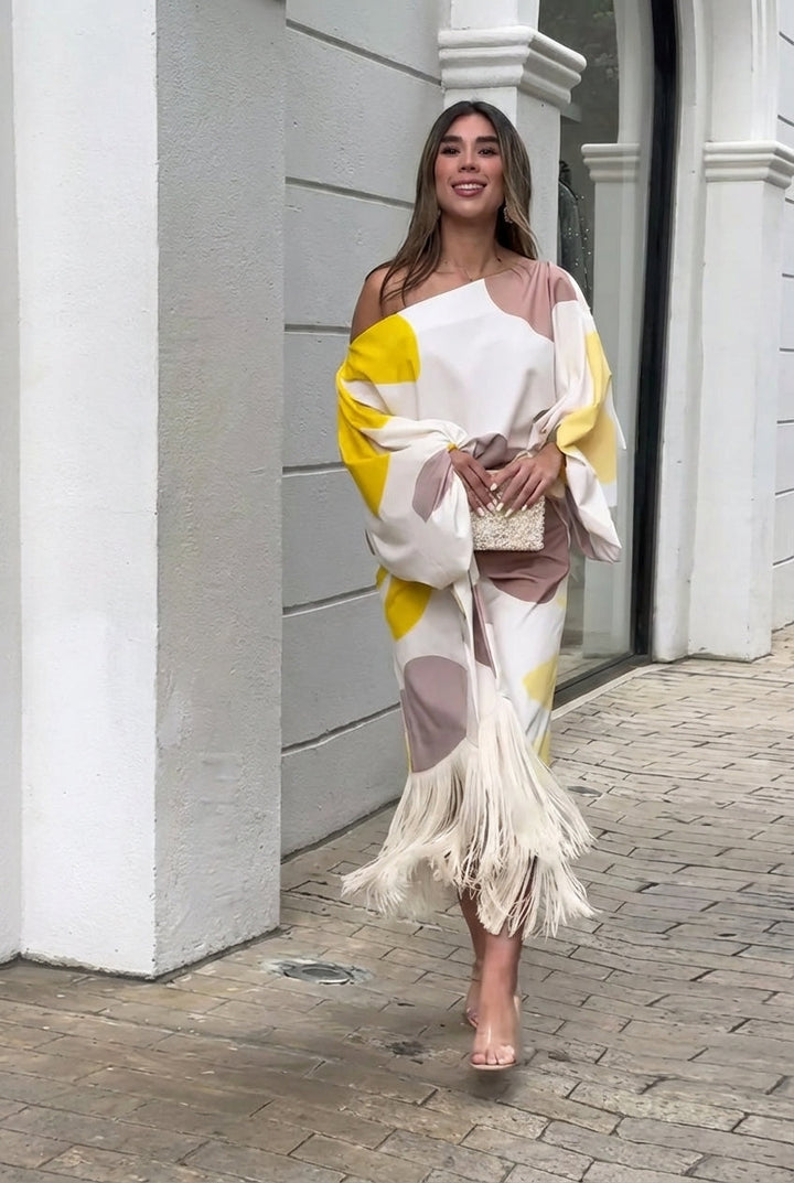 Valira - One-Shoulder Fringe Midi Dress