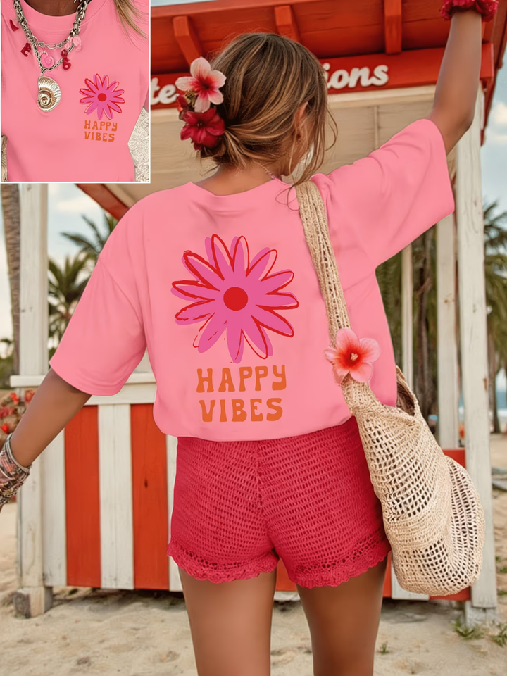 Zorina - Soft-Touch Oversized Floral Graphic T-Shirt