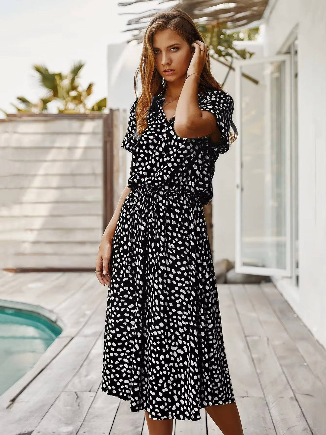 Novella - Button Front Casual Midi Dress