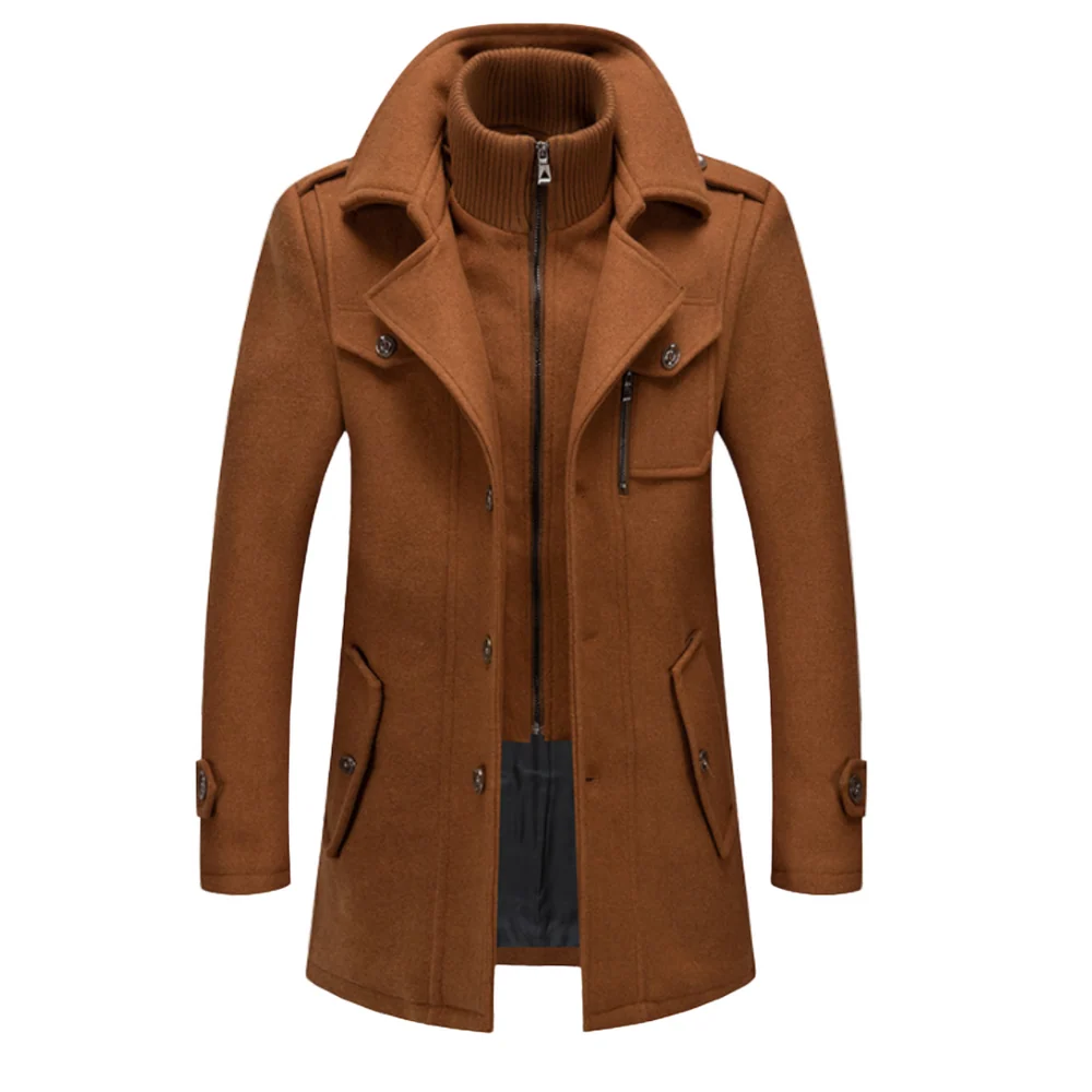 Davin - Layered High Neck Mid Length Coat