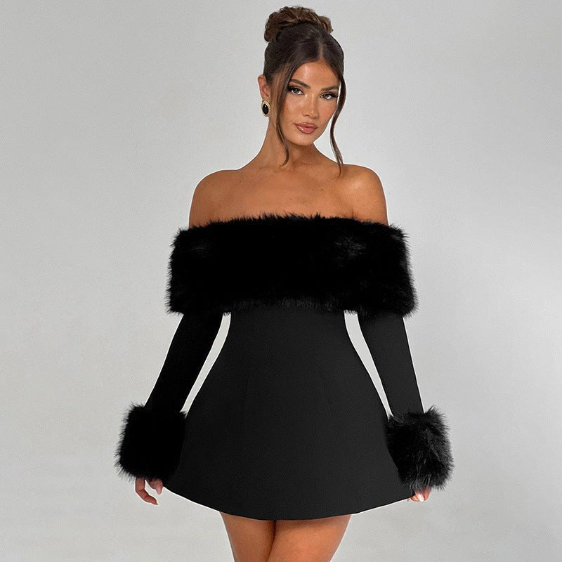 Lumiella - Plush Off-Shoulder Dress