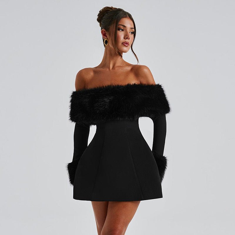 Lumiella - Plush Off-Shoulder Dress