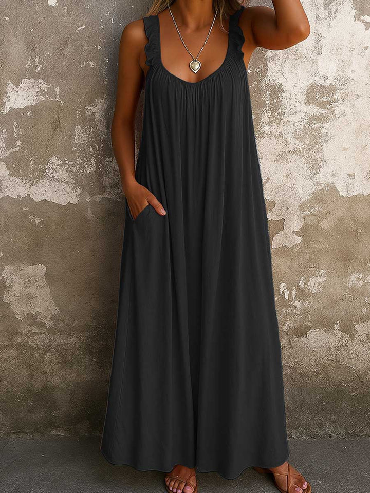 Sylvana - Airy Ruffle-Strap Maxi Dress