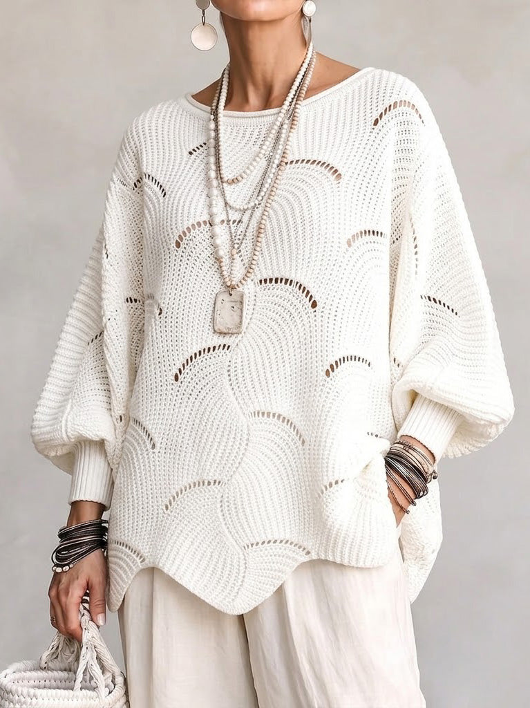 Coravina - Textured Open-Knit Sweater