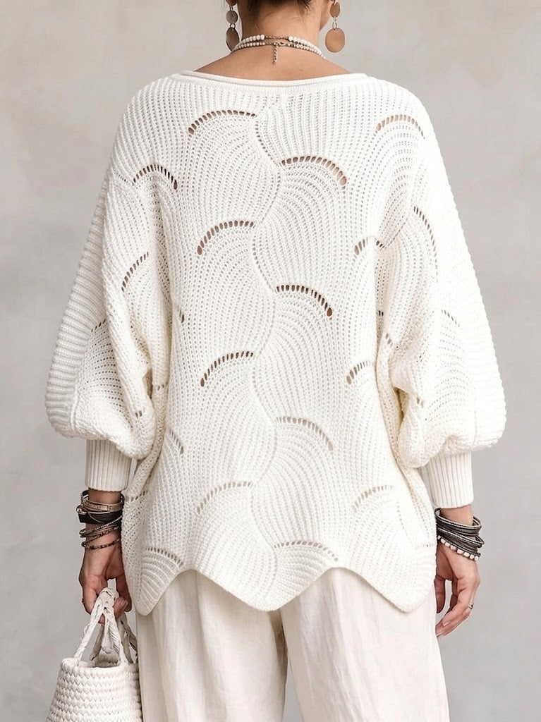 Coravina - Textured Open-Knit Sweater